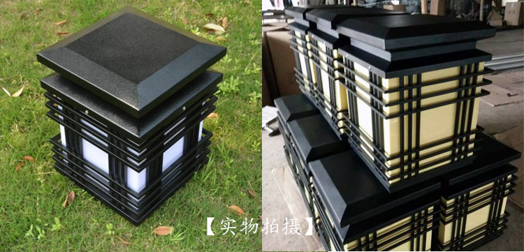 91香蕉下载导航照明(QDZTD-001)戶外方柱形大門柱頭燈實拍效果展示圖片