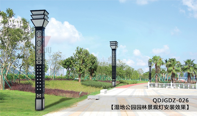 (QDJGDZ-026)公園廣場中式文化方形91香蕉视频污版柱安裝實景效果