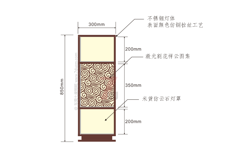 91香蕉下载导航照明2020新款新中式祥雲矮柱柱頭燈850mm高尺寸示意圖