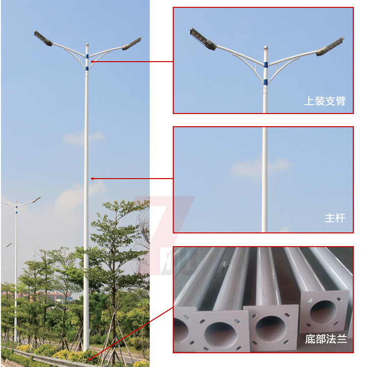 常規12米雙支臂道路香蕉在线视频观看主體三部分結構示意圖