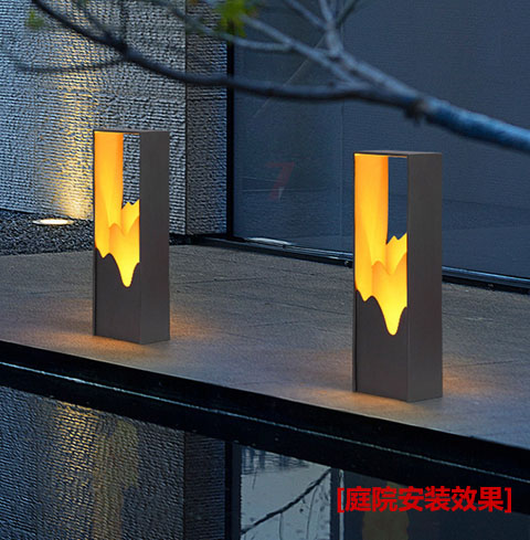 QDCPD-019現代庭院意境山巒特色草坪燈園林景觀水景旁安裝效果